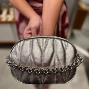 Bolsa Matelassê Oval Pewter
